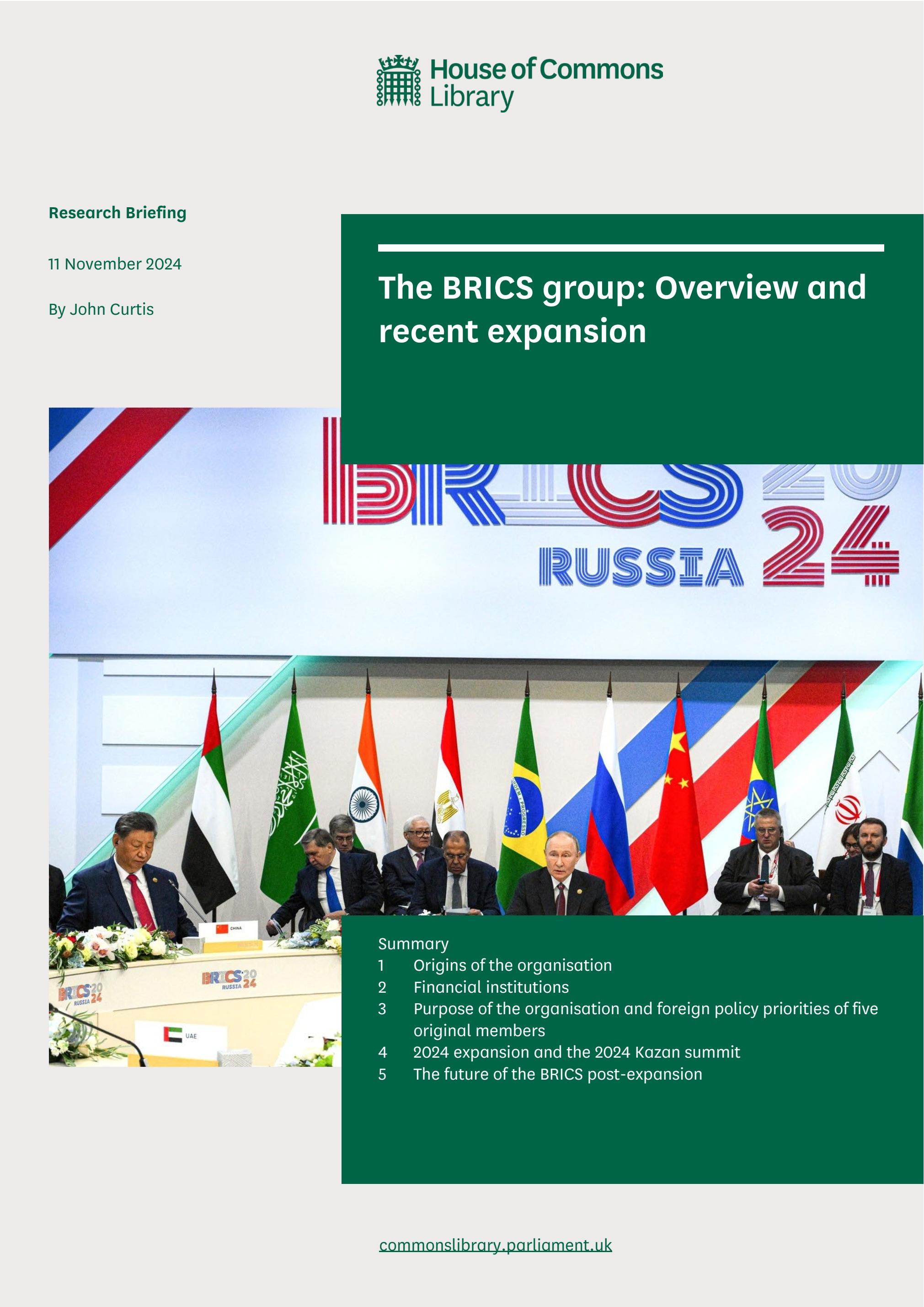 The BRICS group: Overview and recent expansion